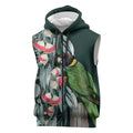 Australian Ringneck Parrot Sleeveless Zip Hoodie Barnardius Zonarius Eucalyptus Flowers Aboriginal Art