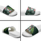 Australian Ringneck Parrot Slide Sandals Barnardius Zonarius Eucalyptus Flowers Aboriginal Art