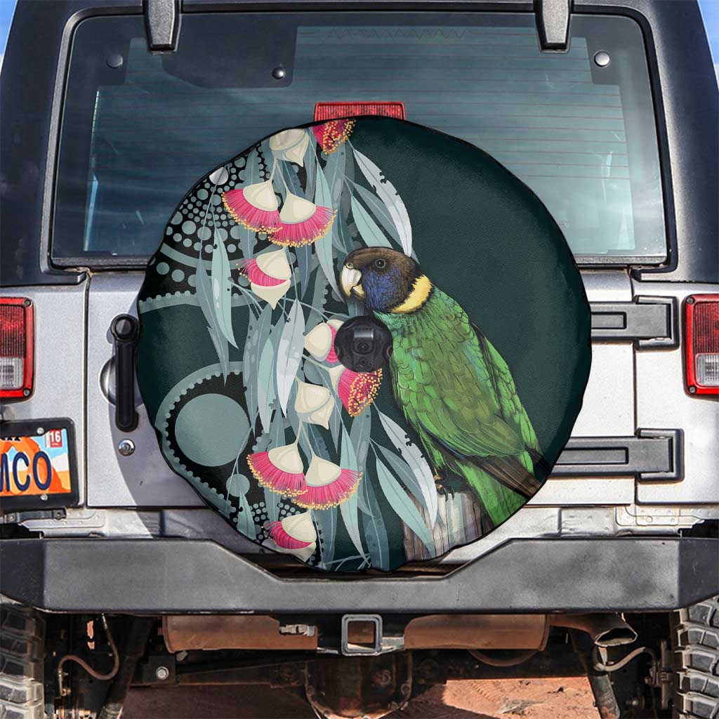 Australian Ringneck Parrot Spare Tire Cover Barnardius Zonarius Eucalyptus Flowers Aboriginal Art