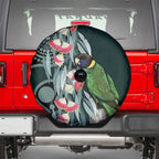 Australian Ringneck Parrot Spare Tire Cover Barnardius Zonarius Eucalyptus Flowers Aboriginal Art