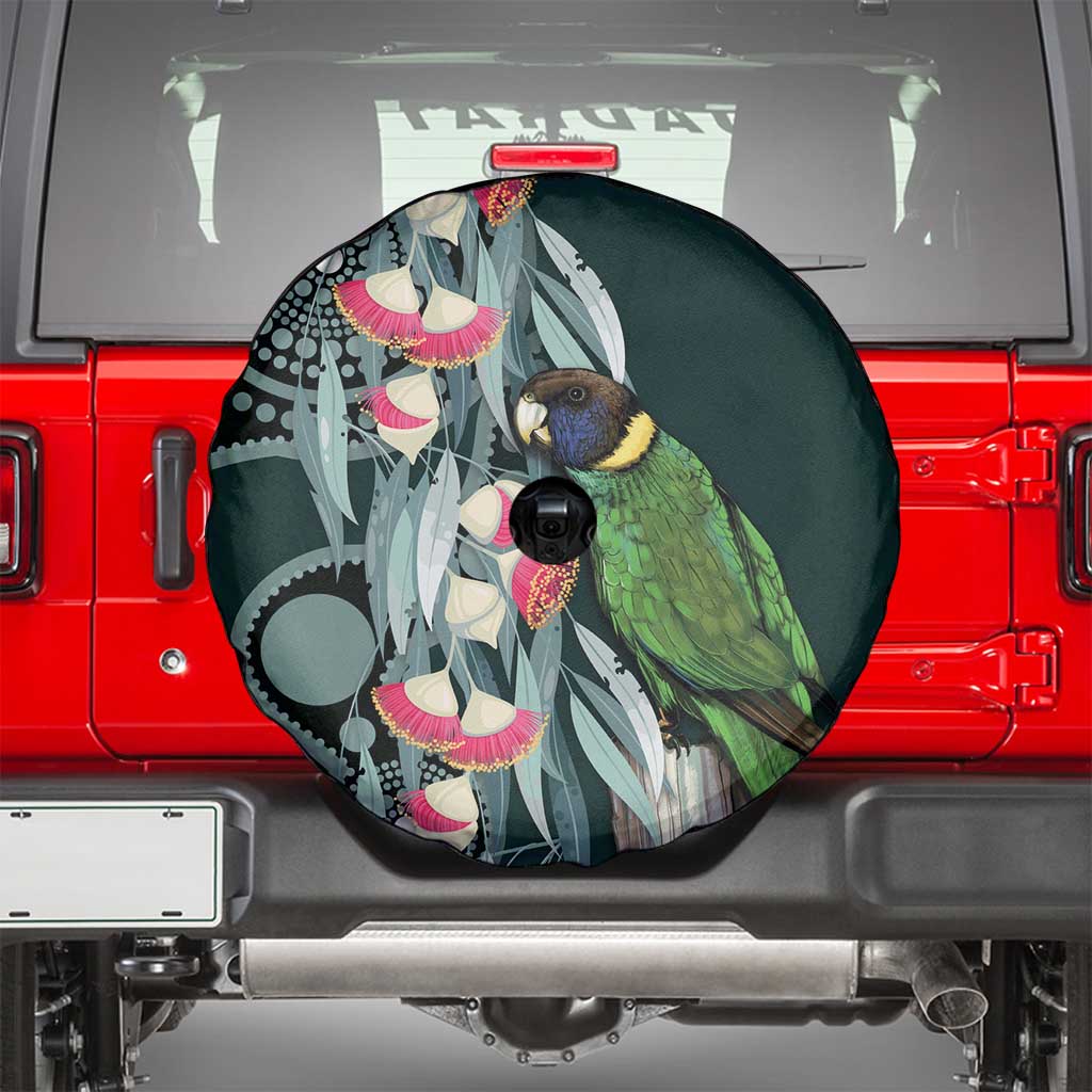 Australian Ringneck Parrot Spare Tire Cover Barnardius Zonarius Eucalyptus Flowers Aboriginal Art