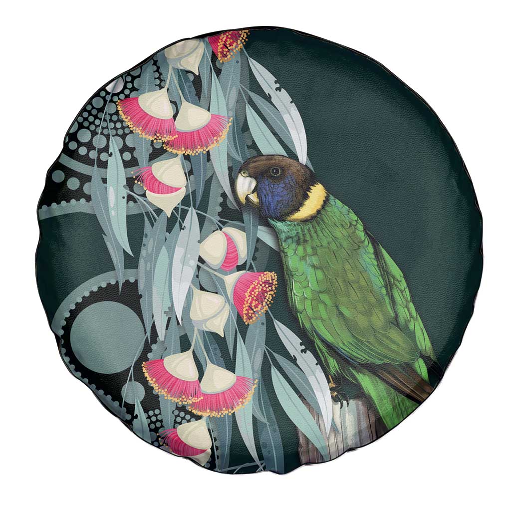 Australian Ringneck Parrot Spare Tire Cover Barnardius Zonarius Eucalyptus Flowers Aboriginal Art