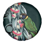Australian Ringneck Parrot Spare Tire Cover Barnardius Zonarius Eucalyptus Flowers Aboriginal Art