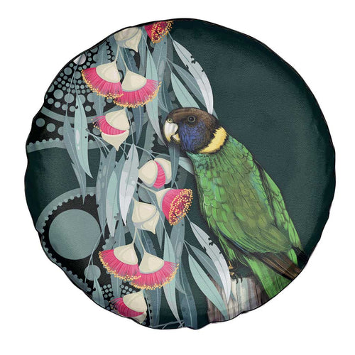Australian Ringneck Parrot Spare Tire Cover Barnardius Zonarius Eucalyptus Flowers Aboriginal Art