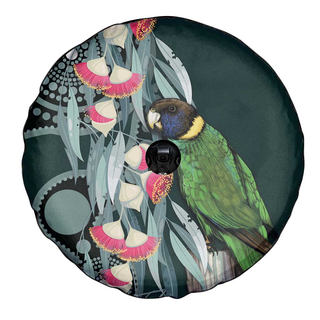 Australian Ringneck Parrot Spare Tire Cover Barnardius Zonarius Eucalyptus Flowers Aboriginal Art