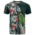 Australian Ringneck Parrot T Shirt Barnardius Zonarius Eucalyptus Flowers Aboriginal Art