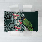 Australian Ringneck Parrot Tablecloth Barnardius Zonarius Eucalyptus Flowers Aboriginal Art