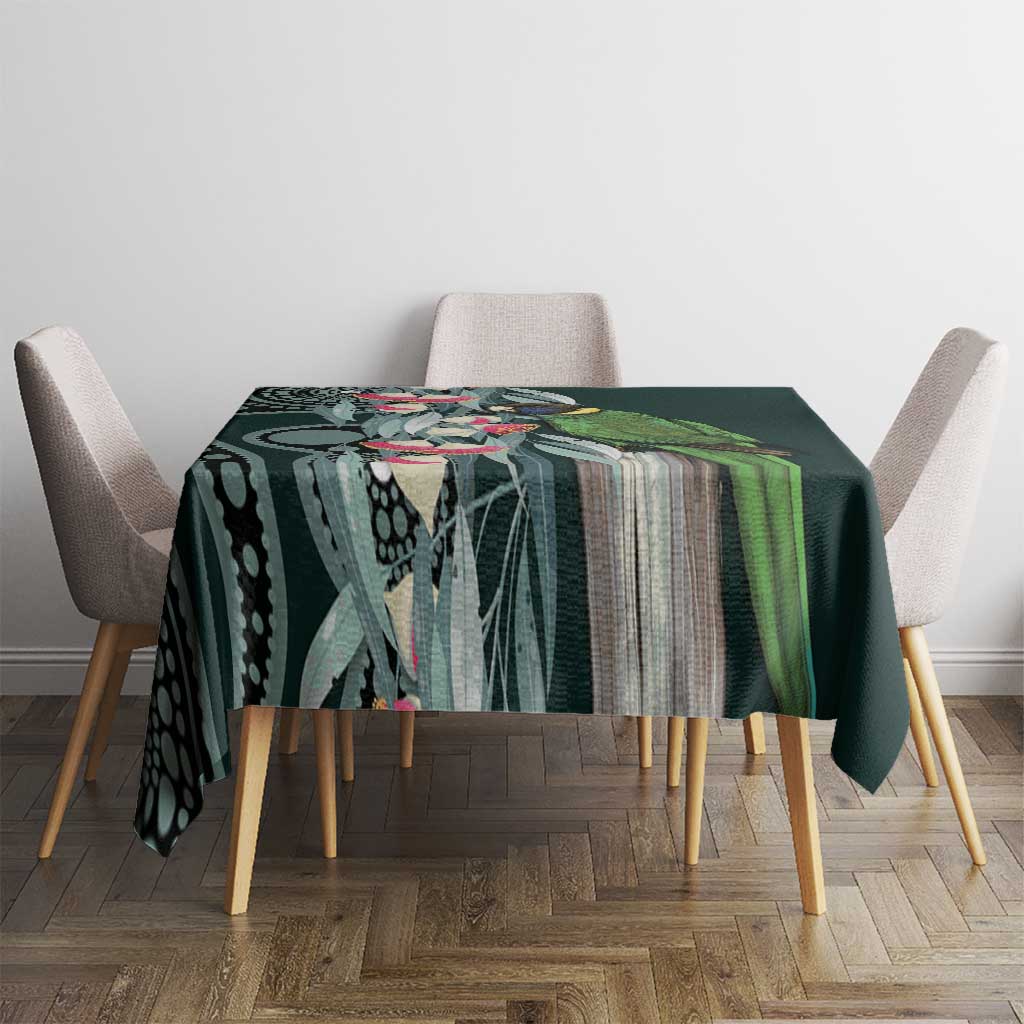 Australian Ringneck Parrot Tablecloth Barnardius Zonarius Eucalyptus Flowers Aboriginal Art
