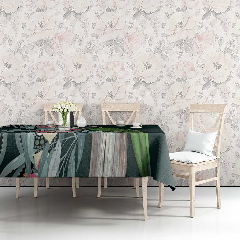 Australian Ringneck Parrot Tablecloth Barnardius Zonarius Eucalyptus Flowers Aboriginal Art