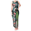 Australian Ringneck Parrot Tank Maxi Dress Barnardius Zonarius Eucalyptus Flowers Aboriginal Art