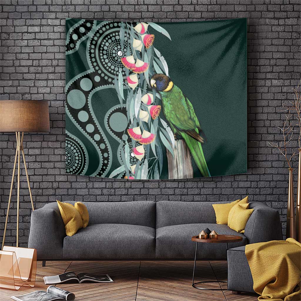 Australian Ringneck Parrot Tapestry Barnardius Zonarius Eucalyptus Flowers Aboriginal Art