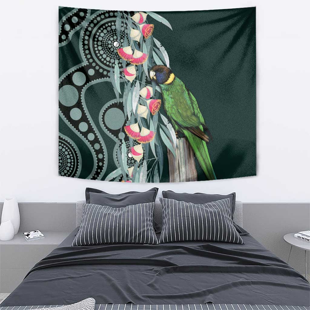 Australian Ringneck Parrot Tapestry Barnardius Zonarius Eucalyptus Flowers Aboriginal Art