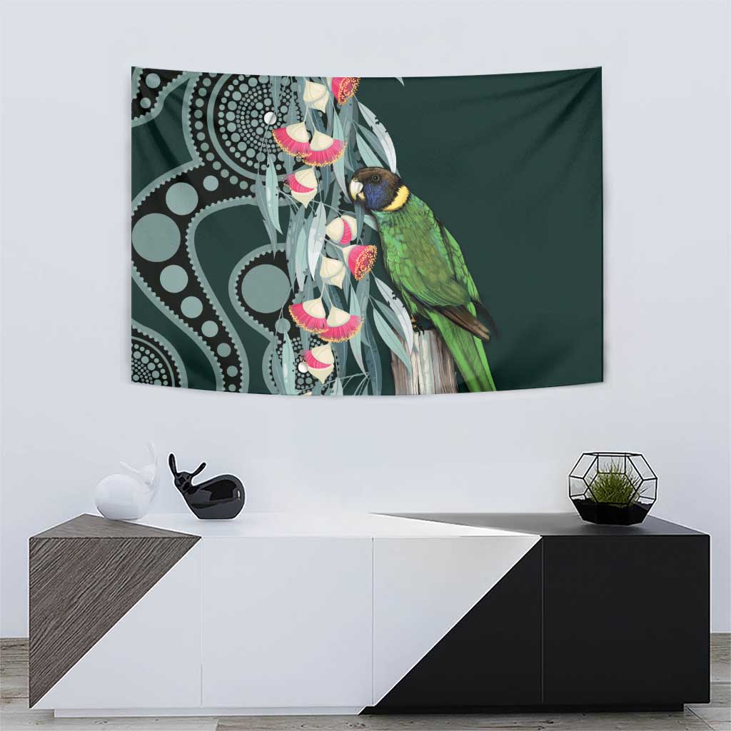 Australian Ringneck Parrot Tapestry Barnardius Zonarius Eucalyptus Flowers Aboriginal Art