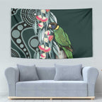 Australian Ringneck Parrot Tapestry Barnardius Zonarius Eucalyptus Flowers Aboriginal Art