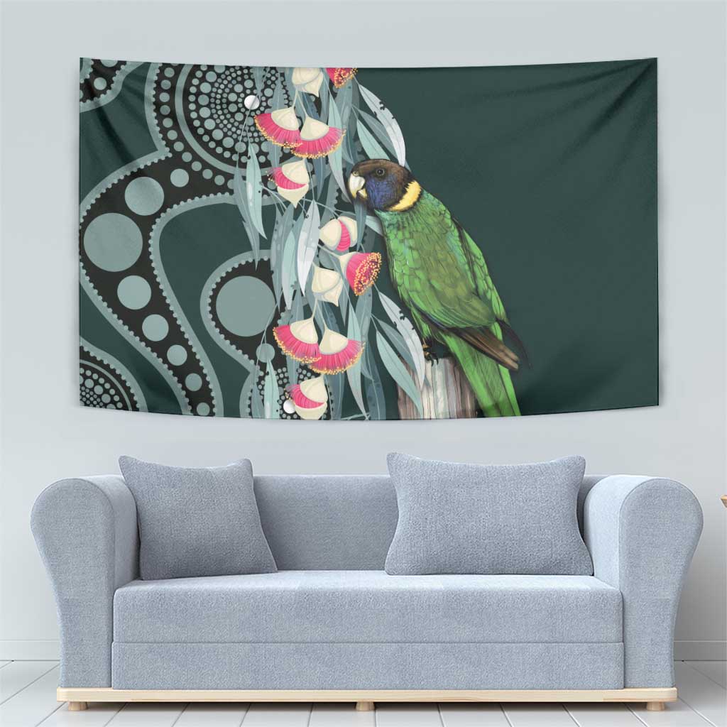 Australian Ringneck Parrot Tapestry Barnardius Zonarius Eucalyptus Flowers Aboriginal Art