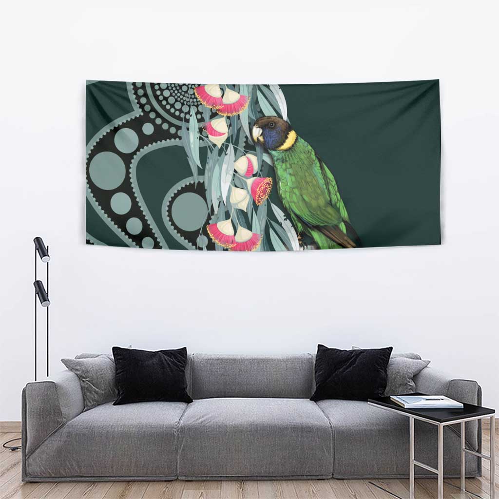 Australian Ringneck Parrot Tapestry Barnardius Zonarius Eucalyptus Flowers Aboriginal Art