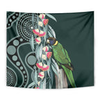Australian Ringneck Parrot Tapestry Barnardius Zonarius Eucalyptus Flowers Aboriginal Art