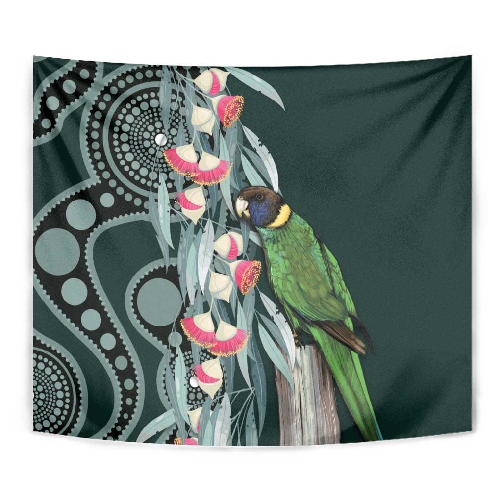 Australian Ringneck Parrot Tapestry Barnardius Zonarius Eucalyptus Flowers Aboriginal Art