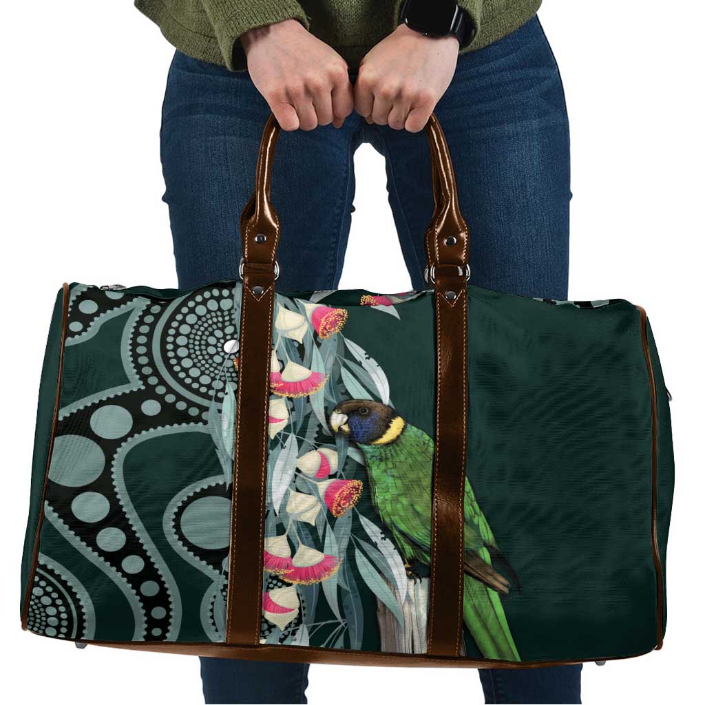 Australian Ringneck Parrot Travel Bag Barnardius Zonarius Eucalyptus Flowers Aboriginal Art