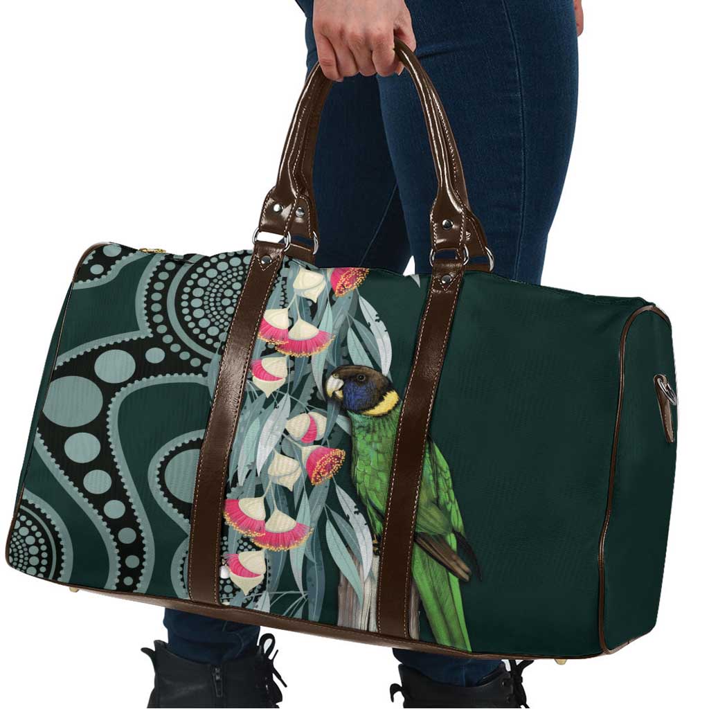 Australian Ringneck Parrot Travel Bag Barnardius Zonarius Eucalyptus Flowers Aboriginal Art