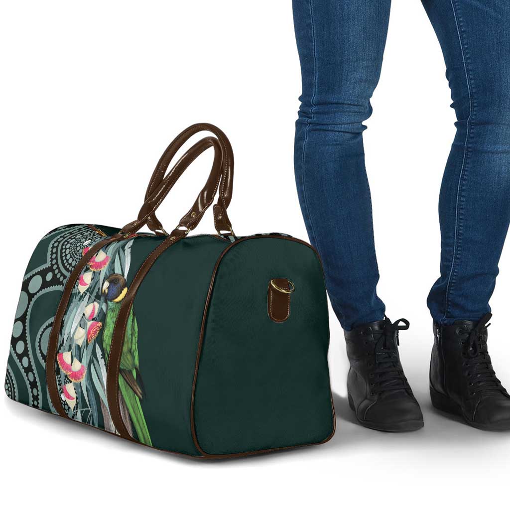 Australian Ringneck Parrot Travel Bag Barnardius Zonarius Eucalyptus Flowers Aboriginal Art