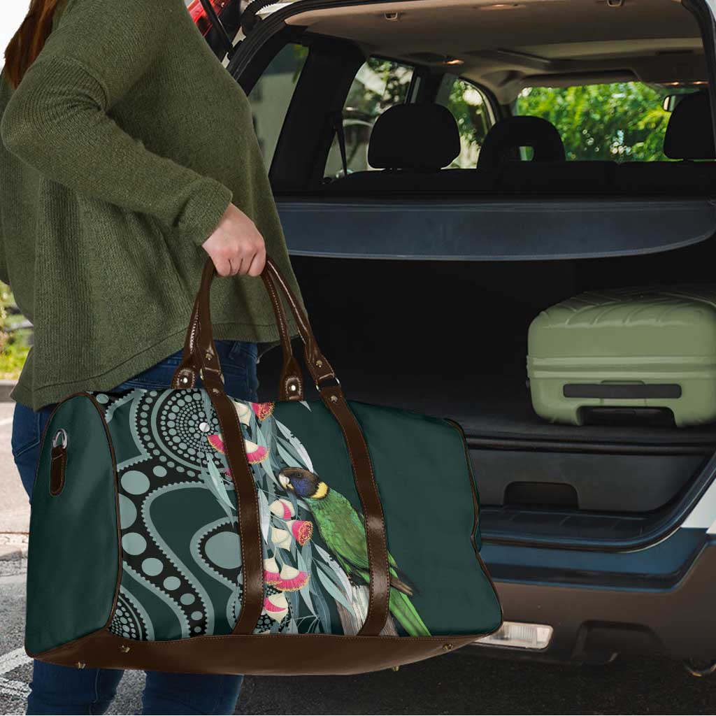 Australian Ringneck Parrot Travel Bag Barnardius Zonarius Eucalyptus Flowers Aboriginal Art
