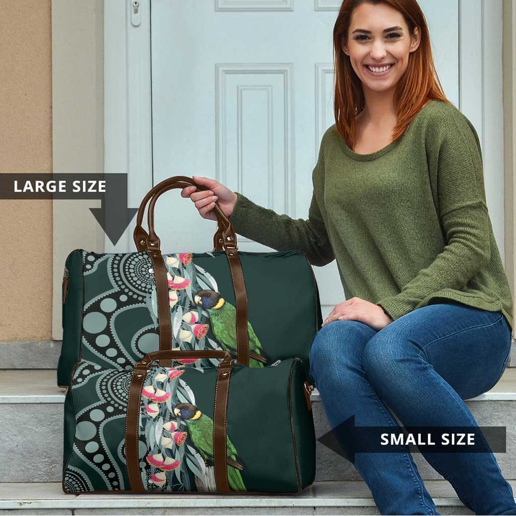 Australian Ringneck Parrot Travel Bag Barnardius Zonarius Eucalyptus Flowers Aboriginal Art