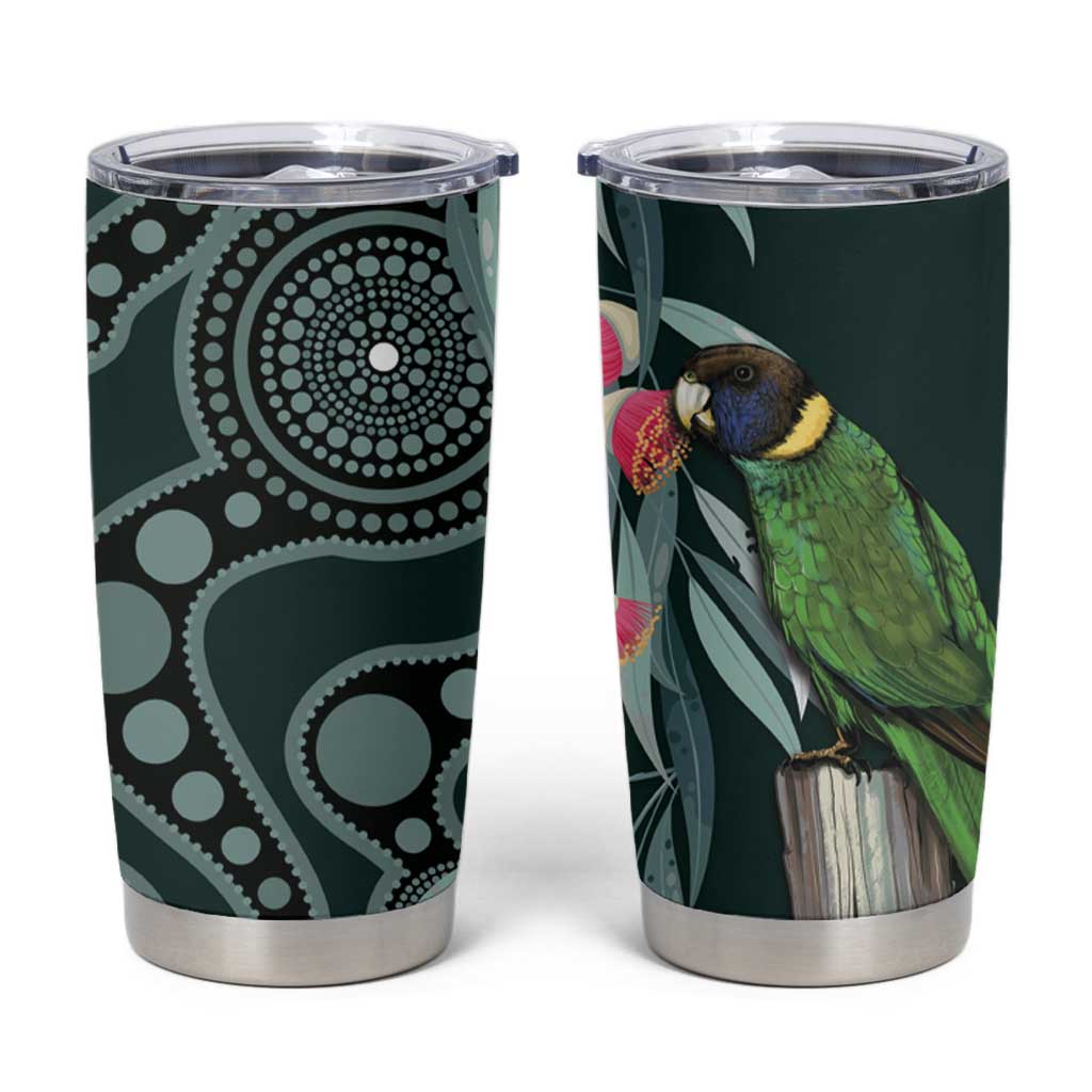 Australian Ringneck Parrot Tumbler Cup Barnardius Zonarius Eucalyptus Flowers Aboriginal Art