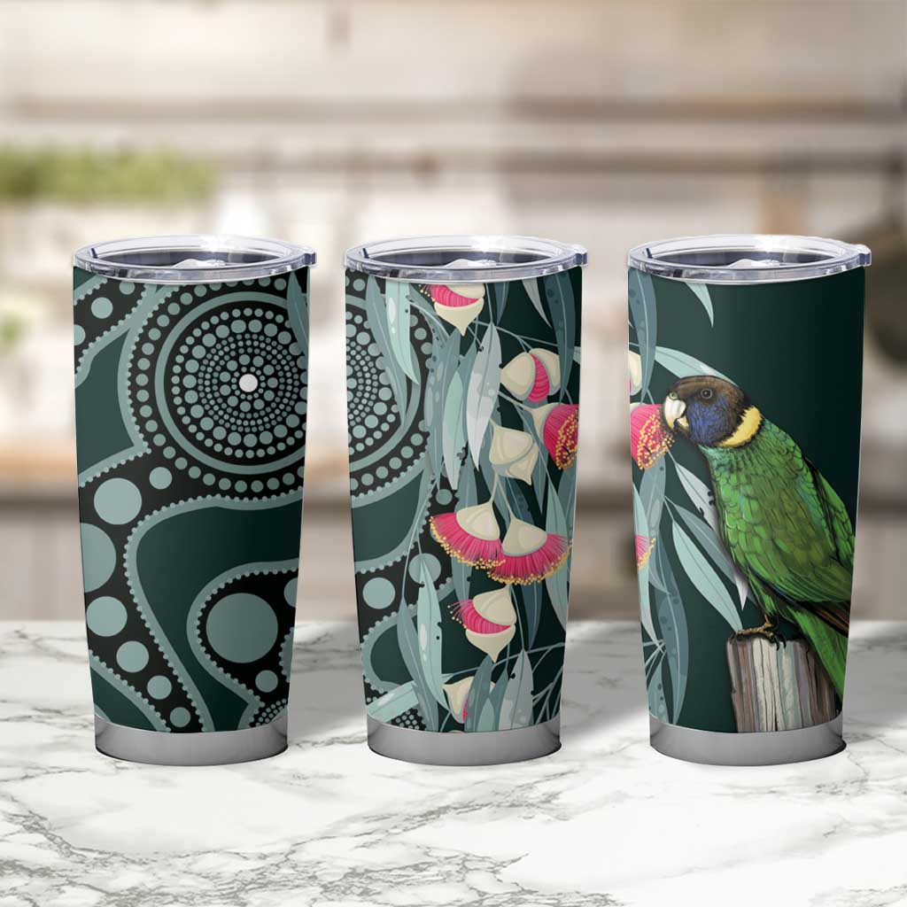 Australian Ringneck Parrot Tumbler Cup Barnardius Zonarius Eucalyptus Flowers Aboriginal Art