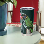 Australian Ringneck Parrot Tumbler Cup Barnardius Zonarius Eucalyptus Flowers Aboriginal Art
