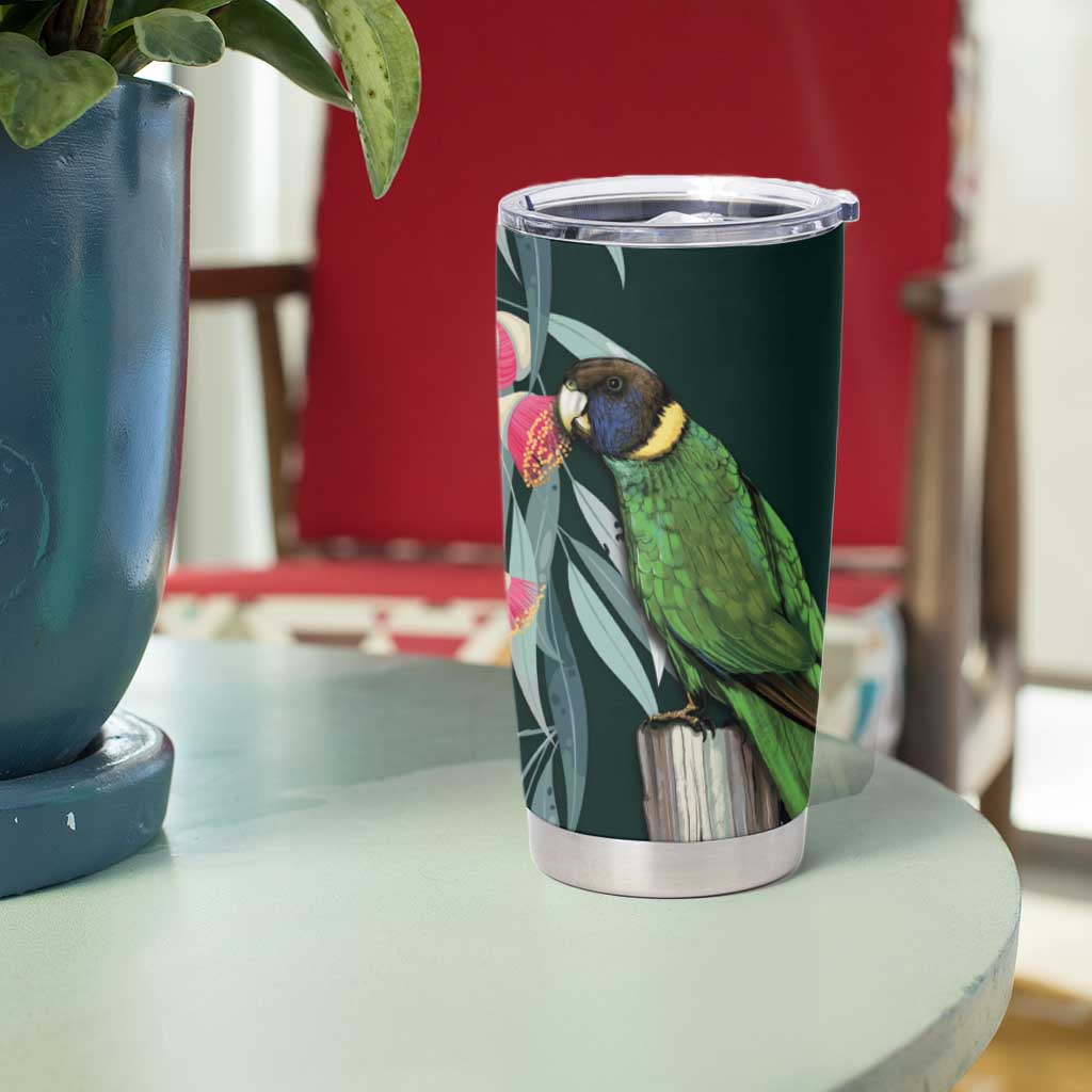 Australian Ringneck Parrot Tumbler Cup Barnardius Zonarius Eucalyptus Flowers Aboriginal Art