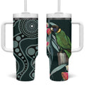 Australian Ringneck Parrot Tumbler With Handle Barnardius Zonarius Eucalyptus Flowers Aboriginal Art