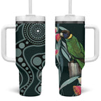 Australian Ringneck Parrot Tumbler With Handle Barnardius Zonarius Eucalyptus Flowers Aboriginal Art