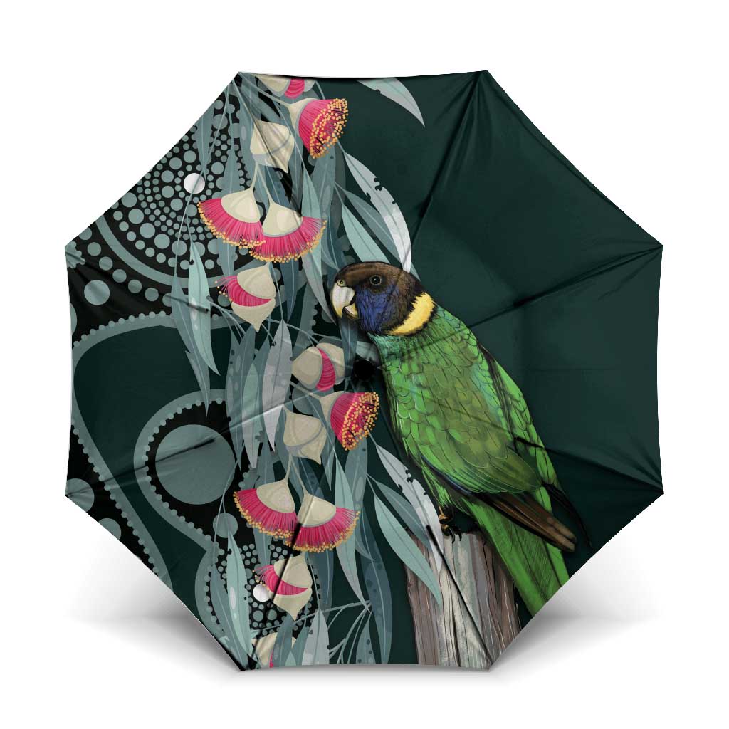 Australian Ringneck Parrot Umbrella Barnardius Zonarius Eucalyptus Flowers Aboriginal Art