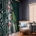 Australian Ringneck Parrot Window Curtain Barnardius Zonarius Eucalyptus Flowers Aboriginal Art