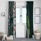 Australian Ringneck Parrot Window Curtain Barnardius Zonarius Eucalyptus Flowers Aboriginal Art