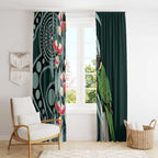 Australian Ringneck Parrot Window Curtain Barnardius Zonarius Eucalyptus Flowers Aboriginal Art