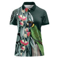 Australian Ringneck Parrot Women Polo Shirt Barnardius Zonarius Eucalyptus Flowers Aboriginal Art