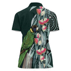 Australian Ringneck Parrot Women Polo Shirt Barnardius Zonarius Eucalyptus Flowers Aboriginal Art