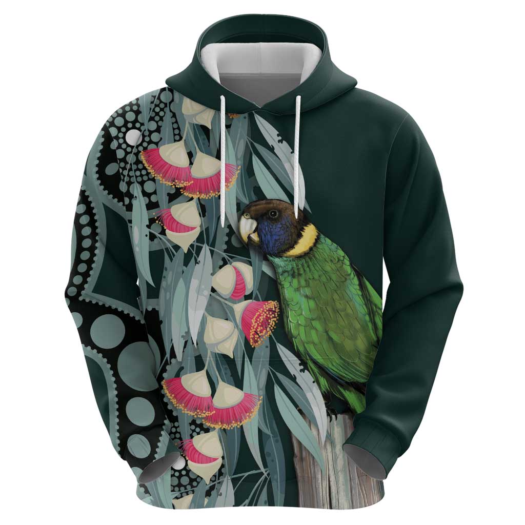 Australian Ringneck Parrot Zip Hoodie Barnardius Zonarius Eucalyptus Flowers Aboriginal Art