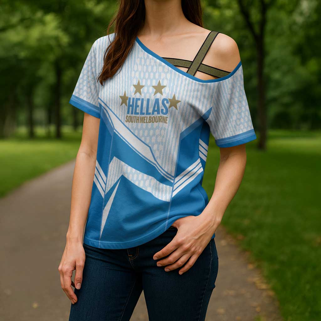 South Melbourne Australia Football Custom Cross Shoulder Shirt Come On Hellas