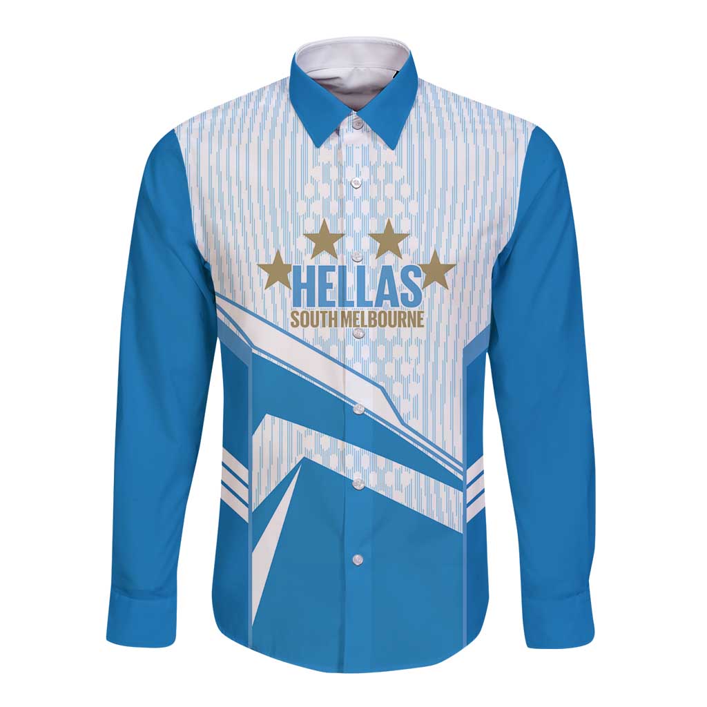 South Melbourne Australia Football Custom Long Sleeve Button Shirt Come On Hellas