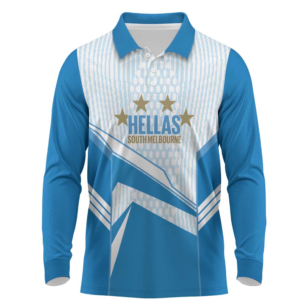 South Melbourne Australia Football Custom Long Sleeve Polo Shirt Come On Hellas