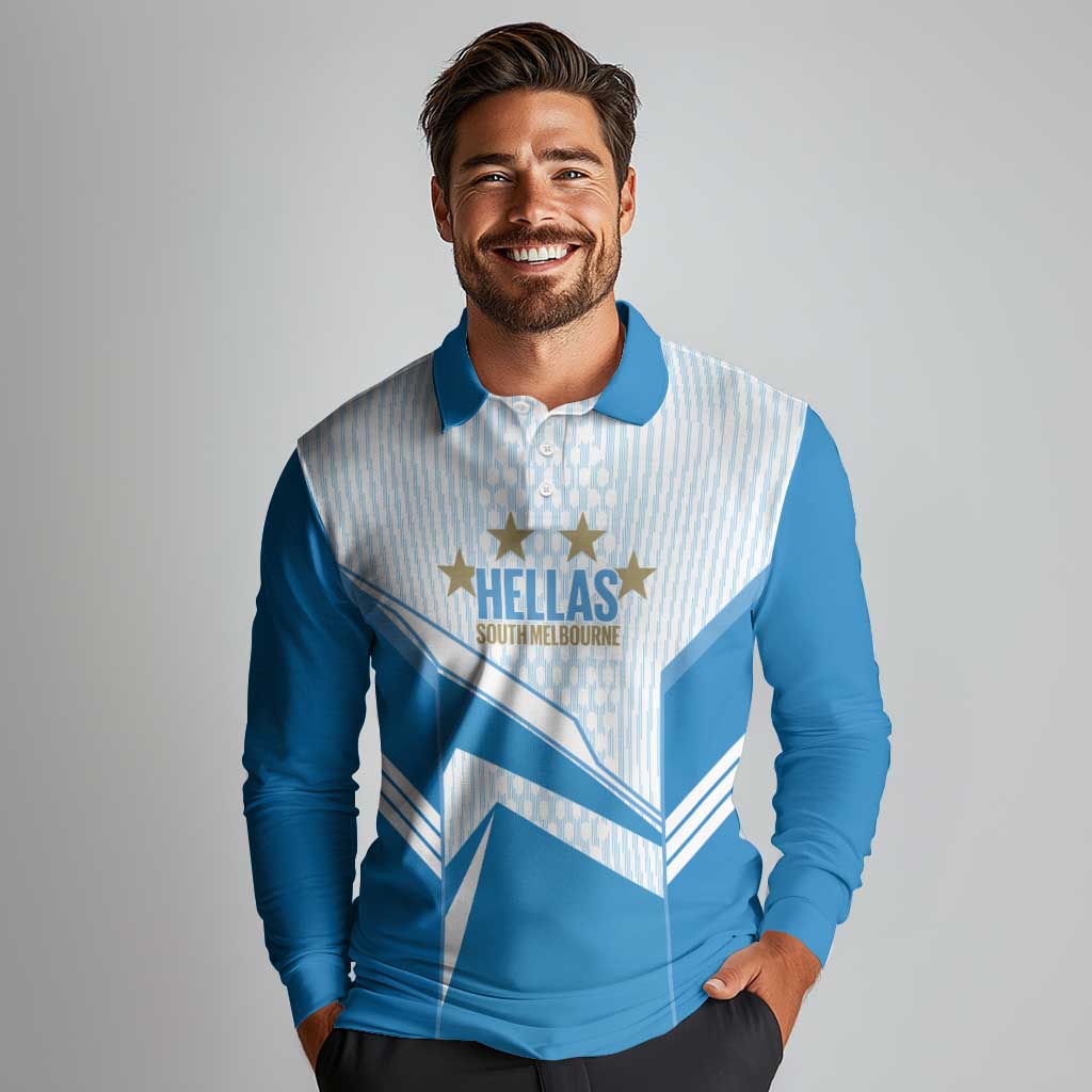 South Melbourne Australia Football Custom Long Sleeve Polo Shirt Come On Hellas