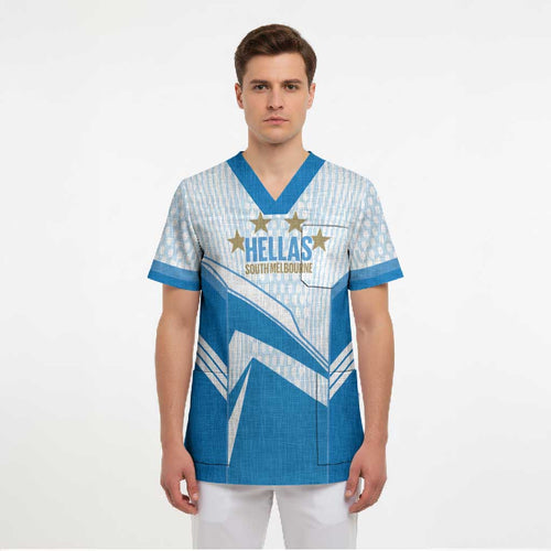 South Melbourne Australia Football Custom Scrub Top Come On Hellas
