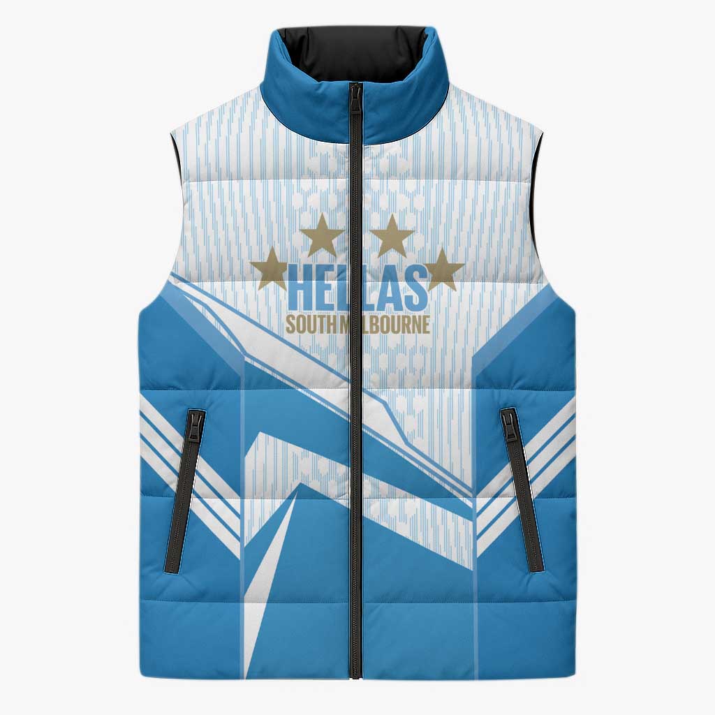 South Melbourne Australia Football Custom Sleeveless Puffer Jacket Come On Hellas