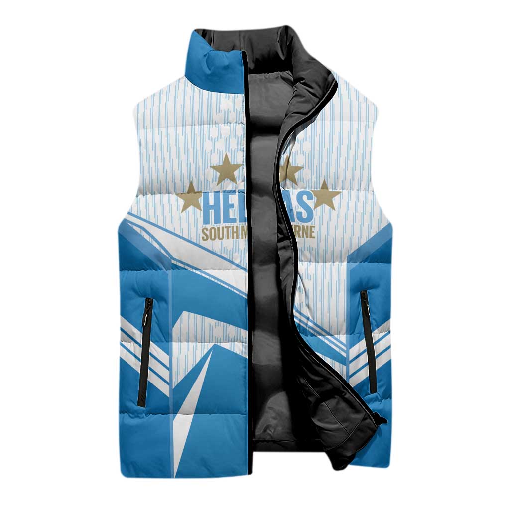 South Melbourne Australia Football Custom Sleeveless Puffer Jacket Come On Hellas