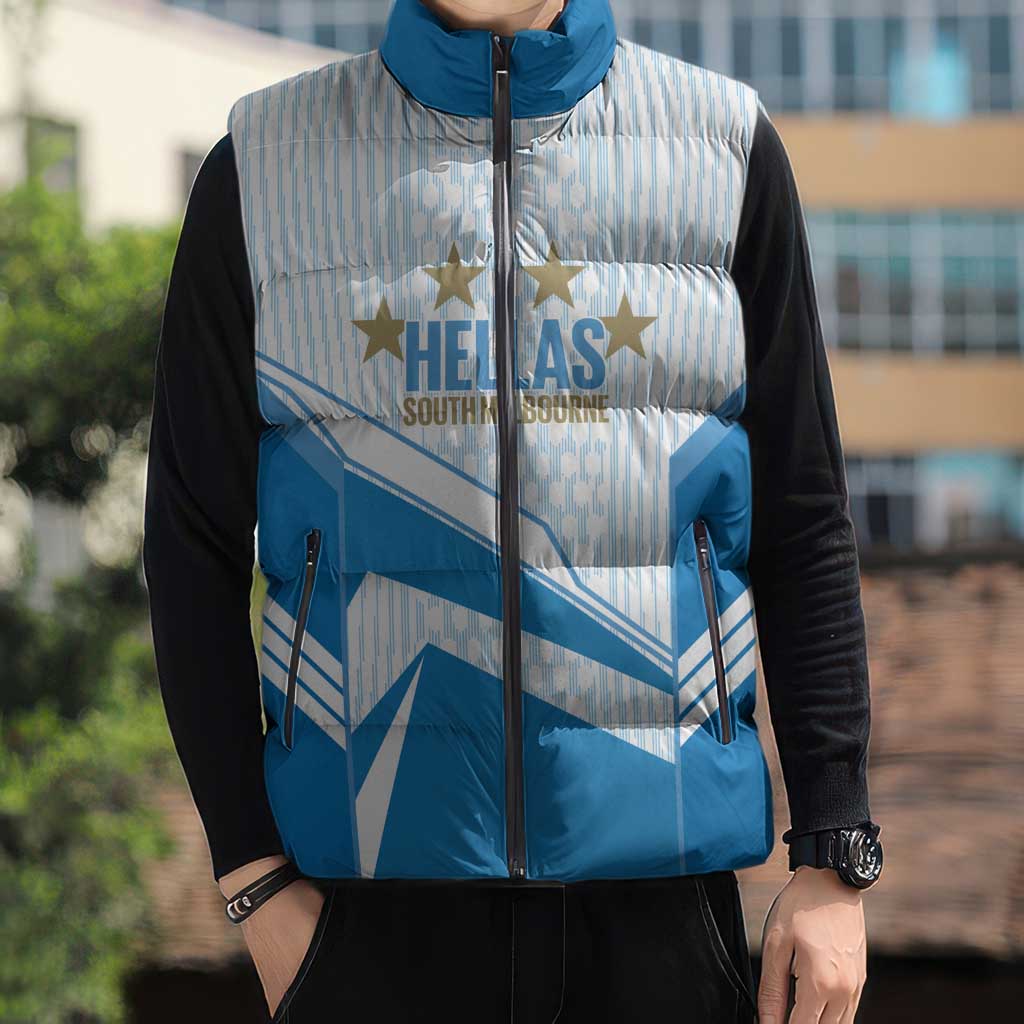 South Melbourne Australia Football Custom Sleeveless Puffer Jacket Come On Hellas