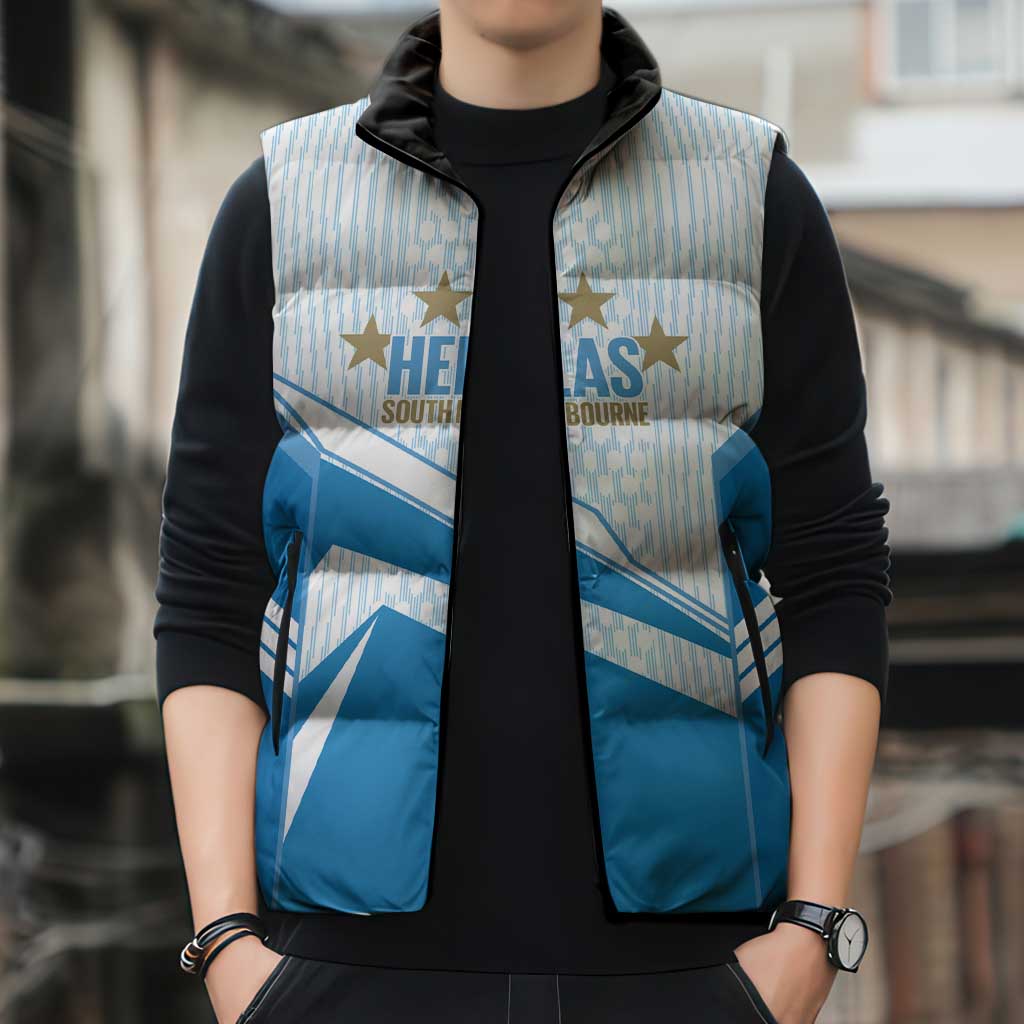 South Melbourne Australia Football Custom Sleeveless Puffer Jacket Come On Hellas