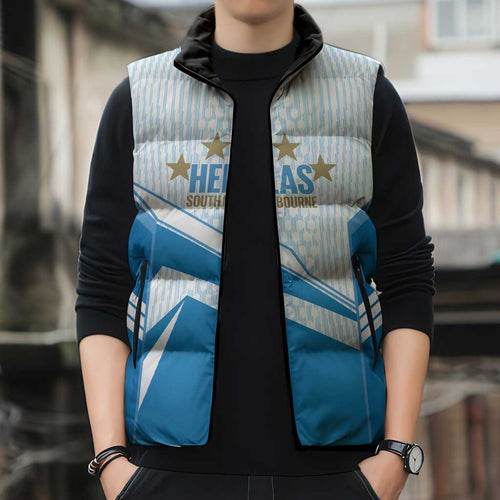 South Melbourne Australia Football Custom Sleeveless Puffer Jacket Come On Hellas